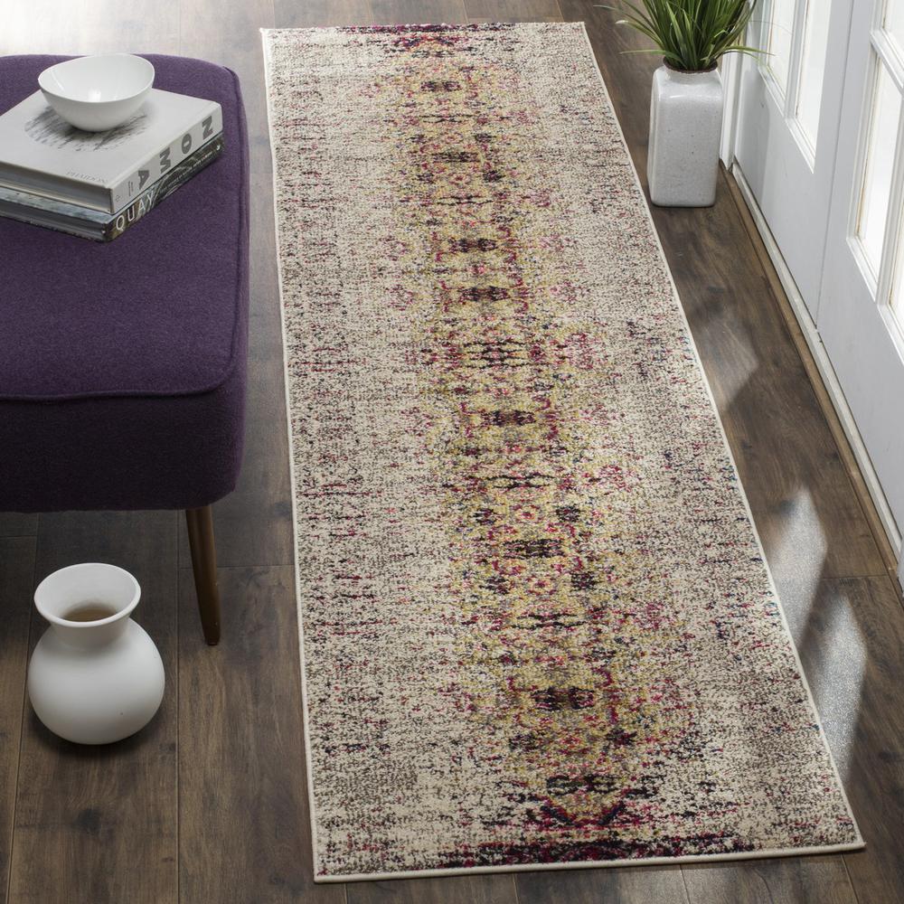 MONACO, IVORY / PINK, 2'-2" X 14', Area Rug