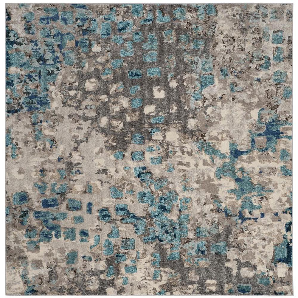 MONACO, GREY / LIGHT BLUE, 6'-7" X 6'-7" Square, Area Rug