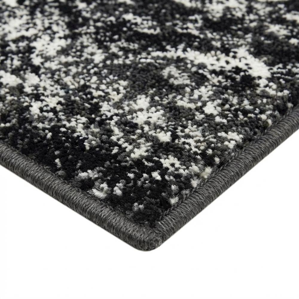 Gray and Black Area Rug with Power Loomed Polypropylene Pile for Accent Spaces