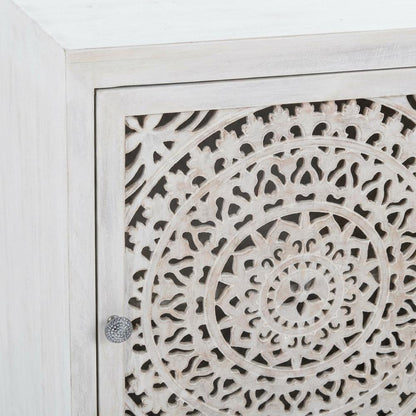 White Nightstand with 2 Shelves and MDF Wood Construction