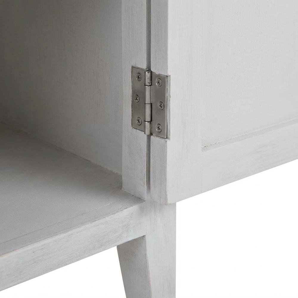 White Nightstand with 2 Shelves and MDF Wood Construction