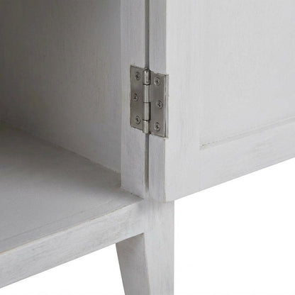 White Nightstand with 2 Shelves and MDF Wood Construction