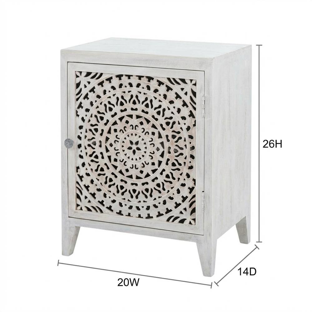 White Nightstand with 2 Shelves and MDF Wood Construction