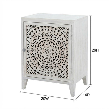 White Nightstand with 2 Shelves and MDF Wood Construction