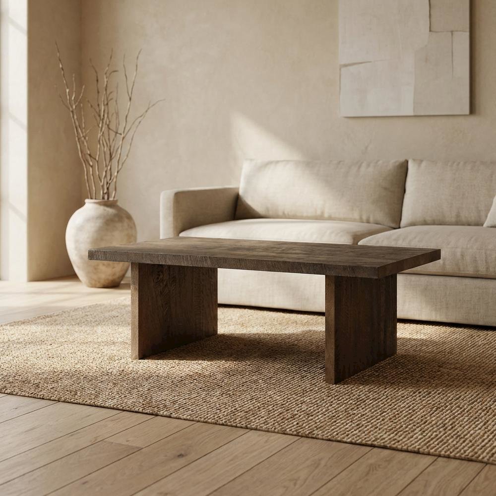 Natural Brown Mango Rattan Coffee Table with Lightweight Frame