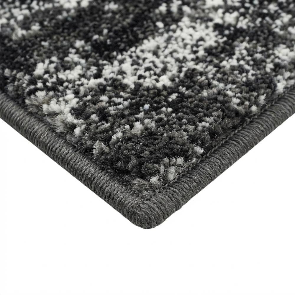 Silver / Black Area Rug with Power Loomed Polypropylene Pile, Square Shape