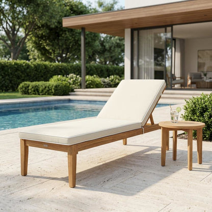 Outdoor Sunlounger with Brass Metal Frame and Polyester Cushion