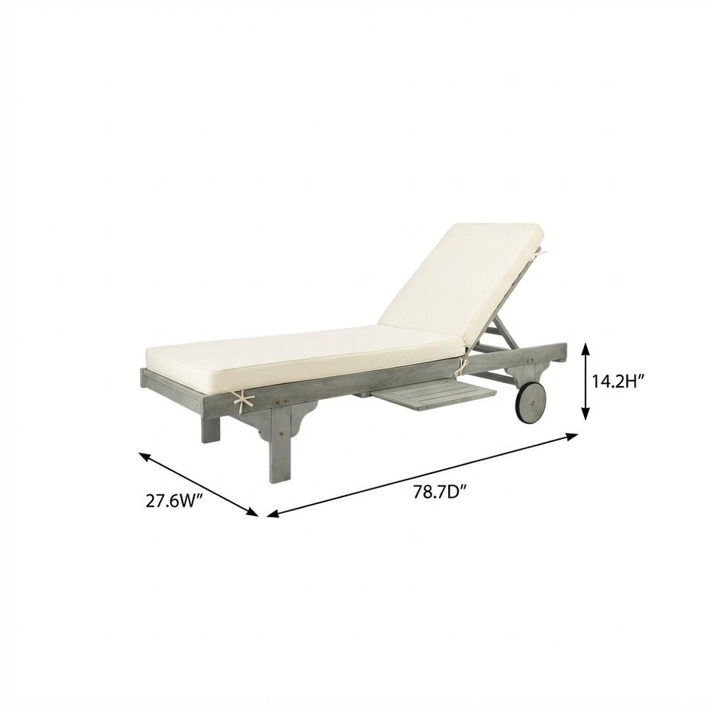Modern Grey Outdoor Lounge Chair With Side Table And Foam Cushion