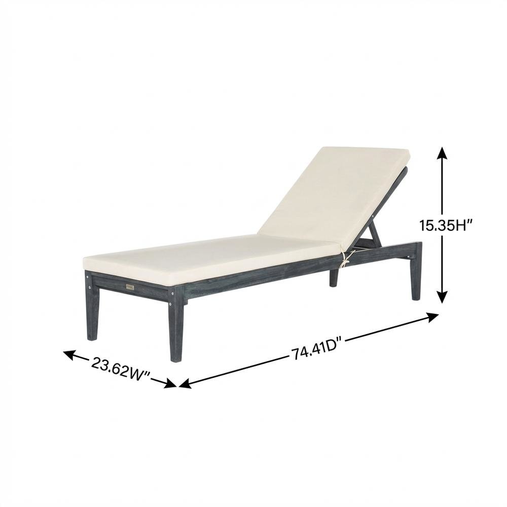 Gray Outdoor Sunlounger With Galvanized Steel Frame And Polyester Cushion