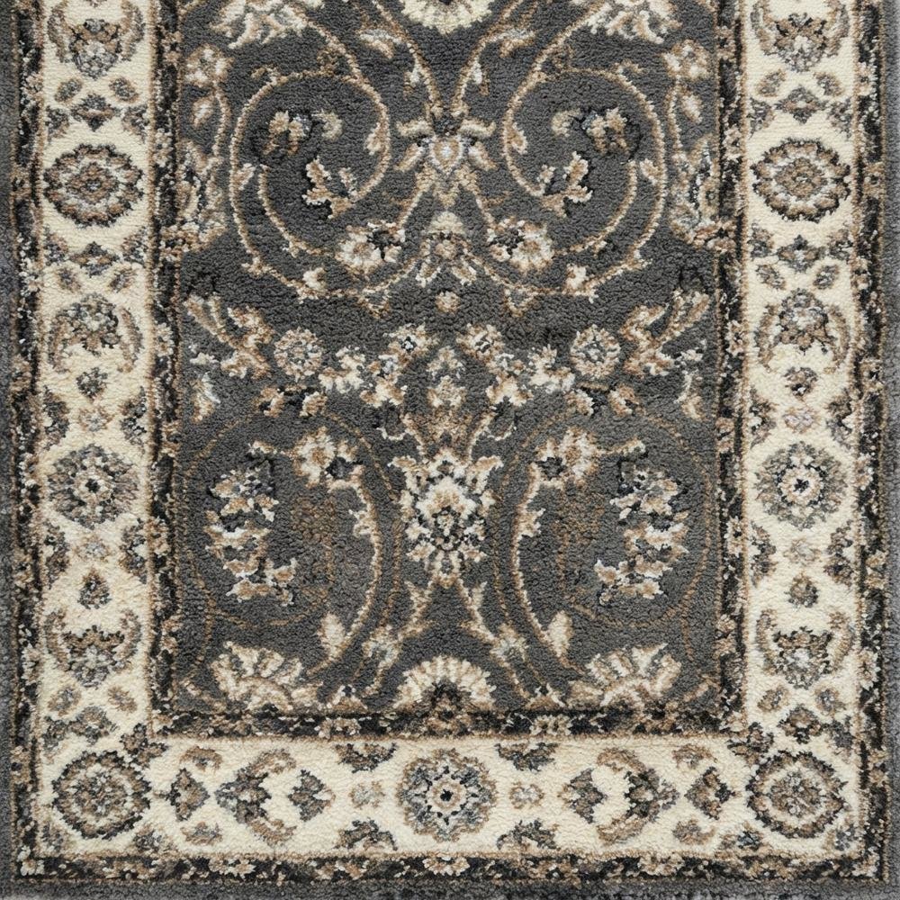 Grey / Cream Area Rug with Power Loomed Jute Backing, 2'-3" x 8' style