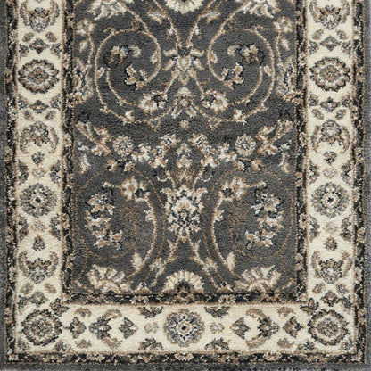 Grey / Cream Area Rug with Power Loomed Jute Backing, 2'-3" x 8' style