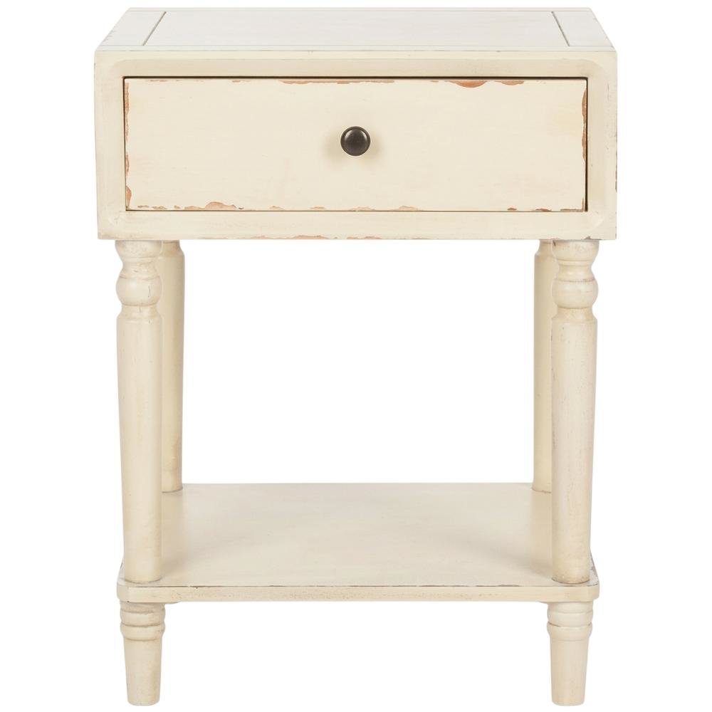Wood nightstand with storage drawer and open shelf for bedroom decor