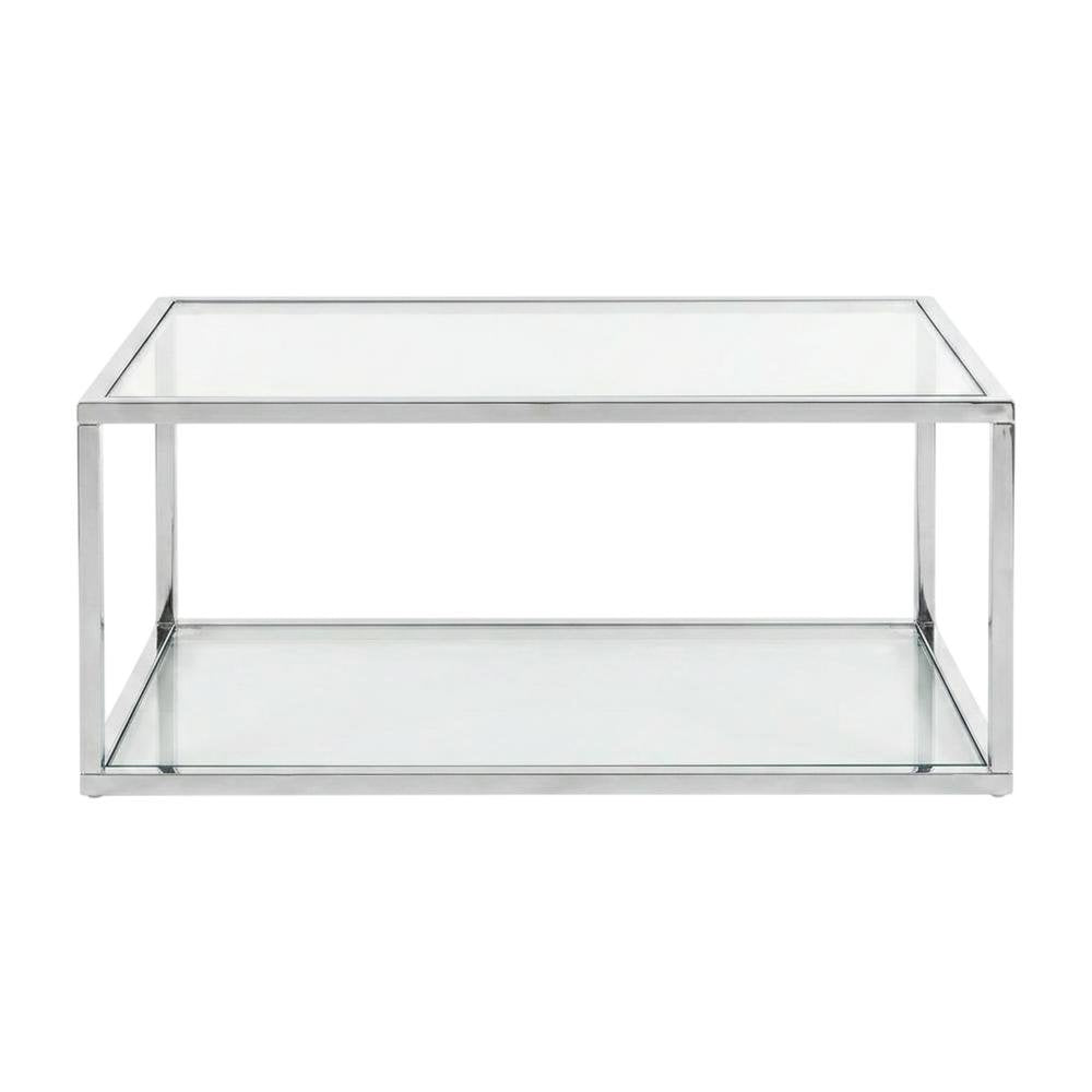 Chrome and Glass Coffee Table with Metal Frame and Modern Design