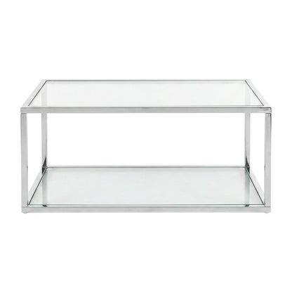 Chrome and Glass Coffee Table with Metal Frame and Modern Design