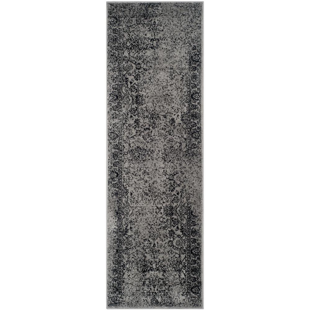 Adirondack, GREY / BLACK, 2'-6" X 16', Area Rug