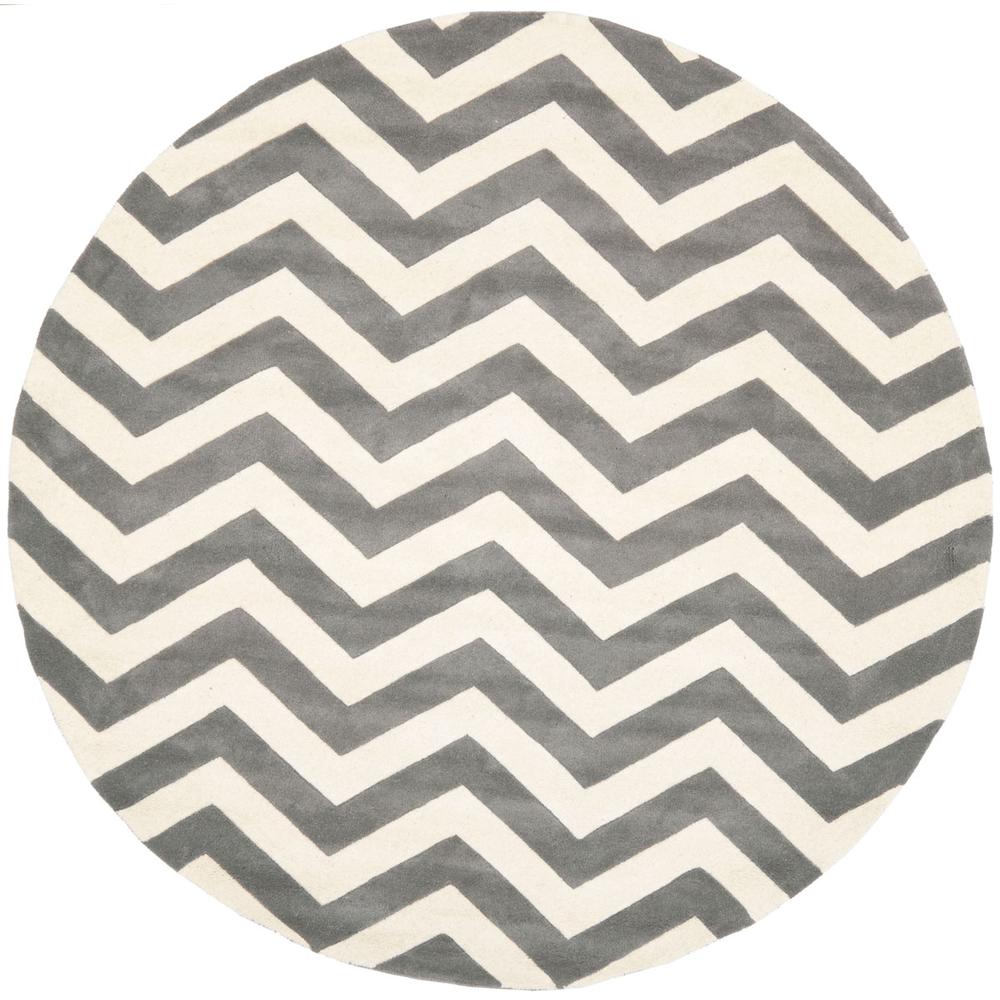CHATHAM, DARK GREY / IVORY, 9' X 9' Round, Area Rug, CHT715D-9R