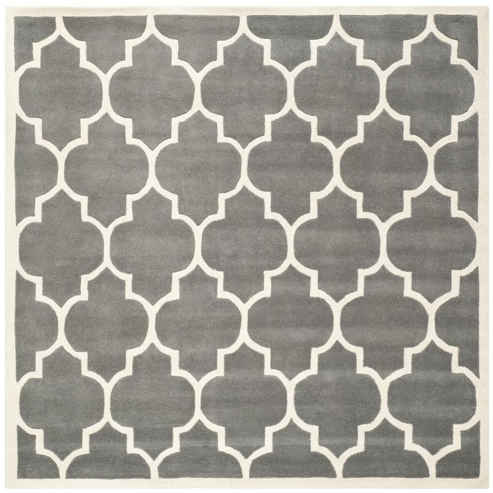 CHATHAM, DARK GREY / IVORY, 8'-9" X 8'-9" Square, Area Rug, CHT733D-9SQ