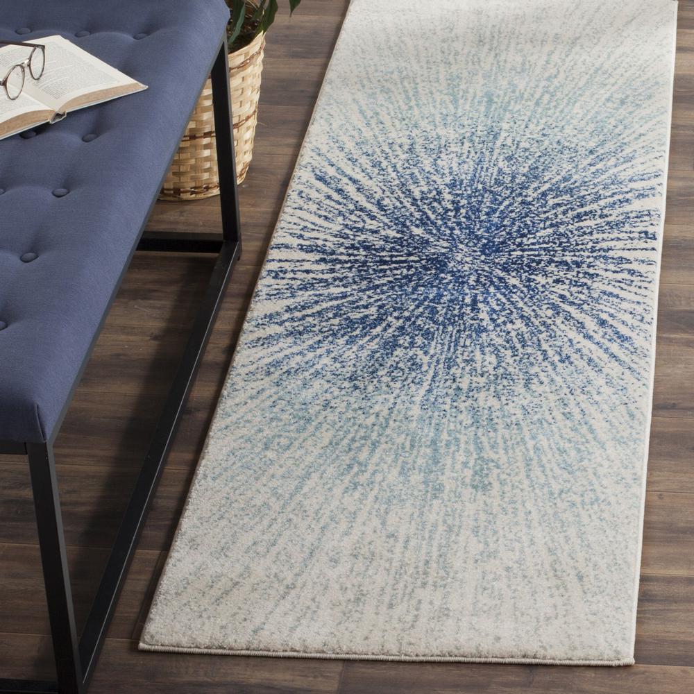 EVOKE, ROYAL / IVORY, 2'-2" X 9', Area Rug, EVK228A-29