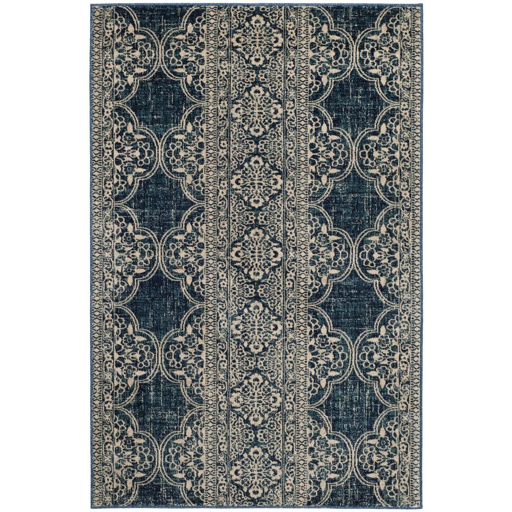 EVOKE, ROYAL / IVORY, 6'-7" X 6'-7" Square, Area Rug, EVK520D-7SQ