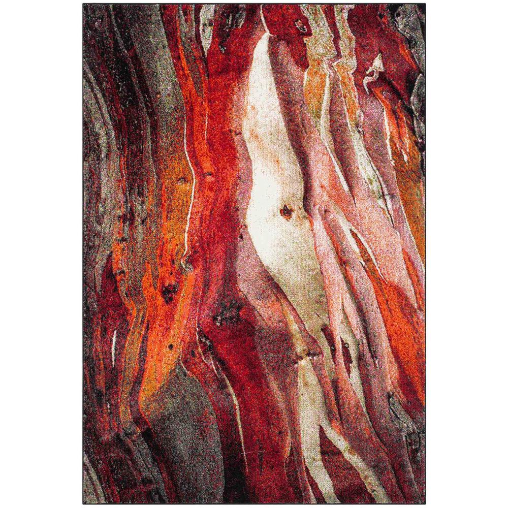 GLACIER, RED / MULTI, 6'-7" X 9', Area Rug