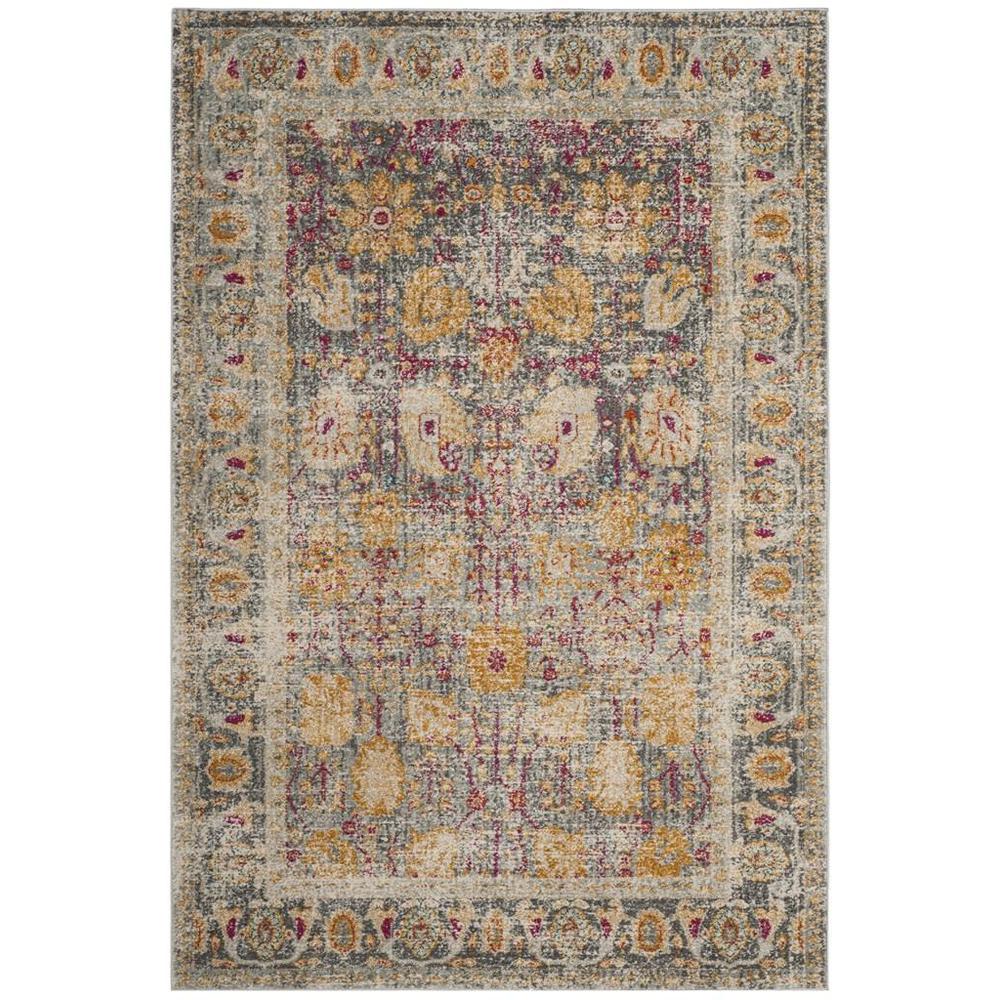 GRANADA, LIGHT GREY / MULTI, 4' X 6', Area Rug