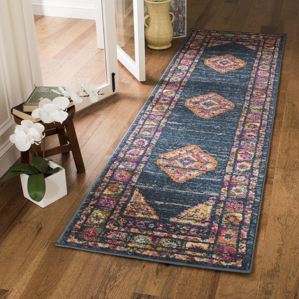MADISON, BLUE / FUCHSIA, 2'-3" X 6', Area Rug, MAD133C-26