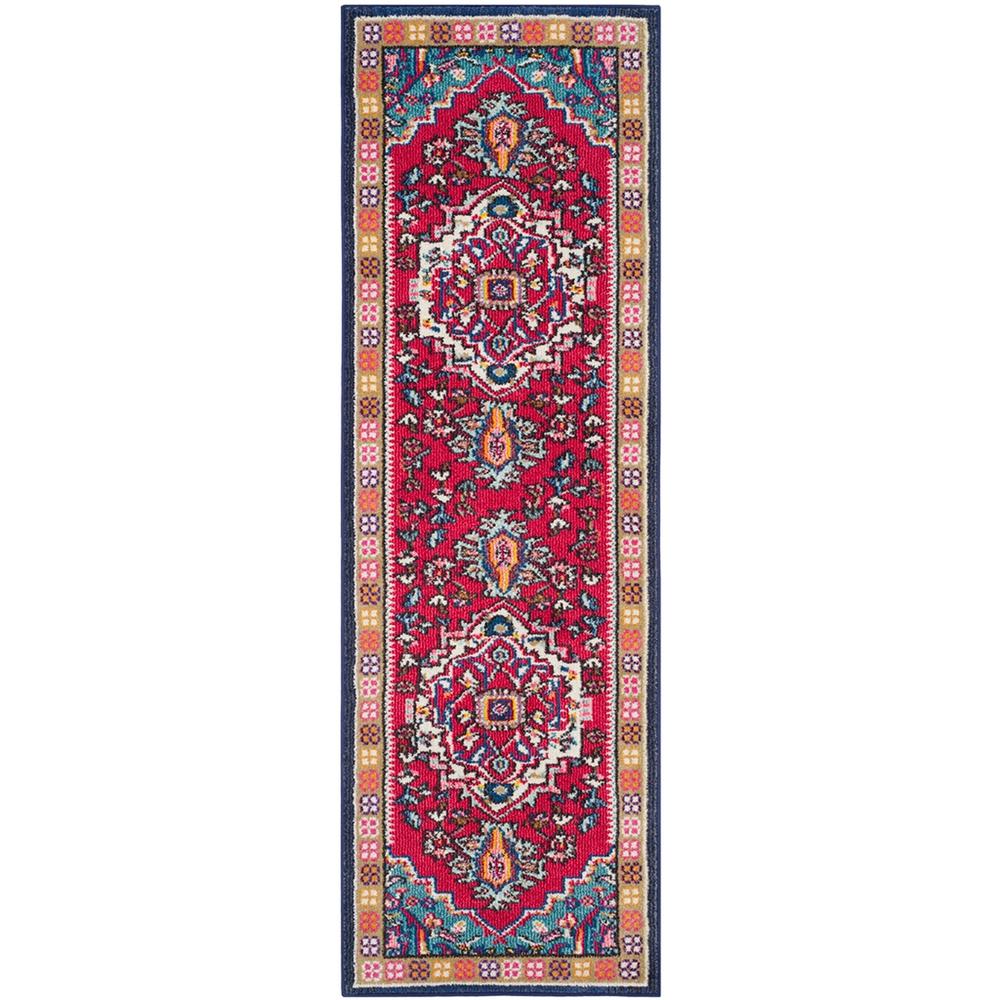 MONACO, RED / TURQUOISE, 2'-2" X 22', Area Rug