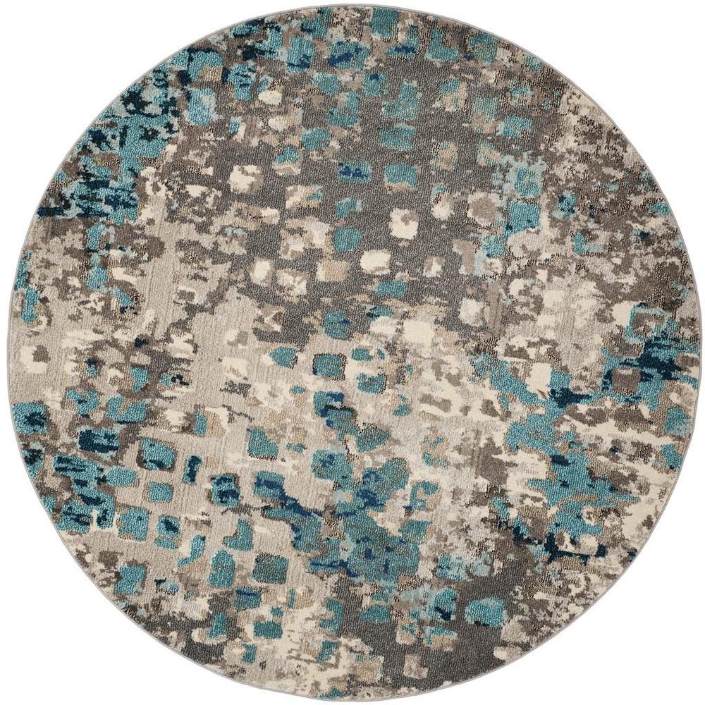 MONACO, GREY / LIGHT BLUE, 9' X 9' Round, Area Rug