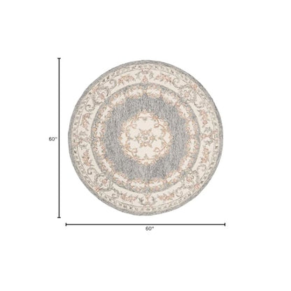 MICRO-LOOP, GREY / IVORY, 5' X 5' Round, Area Rug