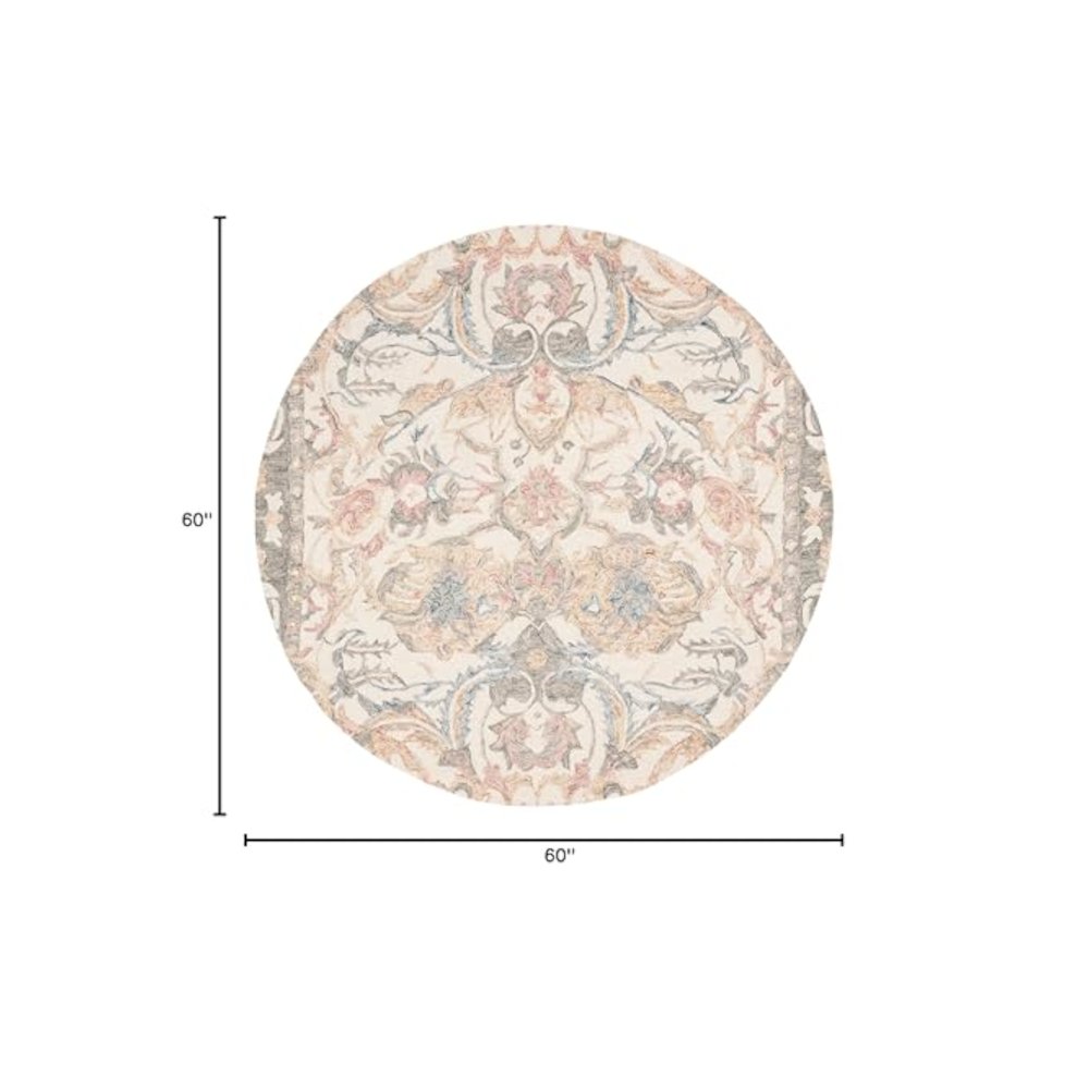 MICRO-LOOP, IVORY / BLUE, 5' X 5' Round, Area Rug, MLP901M-5R