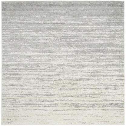 Ivory and Silver Square Area Rug with Power Loomed Polypropylene Pile