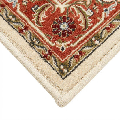 Ivory and Rust Area Rug with Power Loomed Polypropylene Pile and Jute Backing