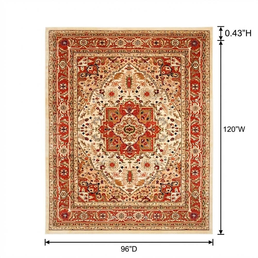Ivory and Rust Area Rug with Power Loomed Polypropylene Pile and Jute Backing
