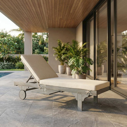 Modern Grey Outdoor Lounge Chair With Side Table And Foam Cushion