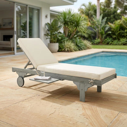 Modern Grey Outdoor Lounge Chair With Side Table And Foam Cushion