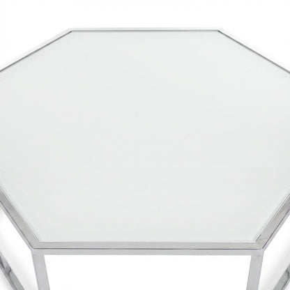 Chrome and Glass Coffee Table with Metal Frame and Modern Design
