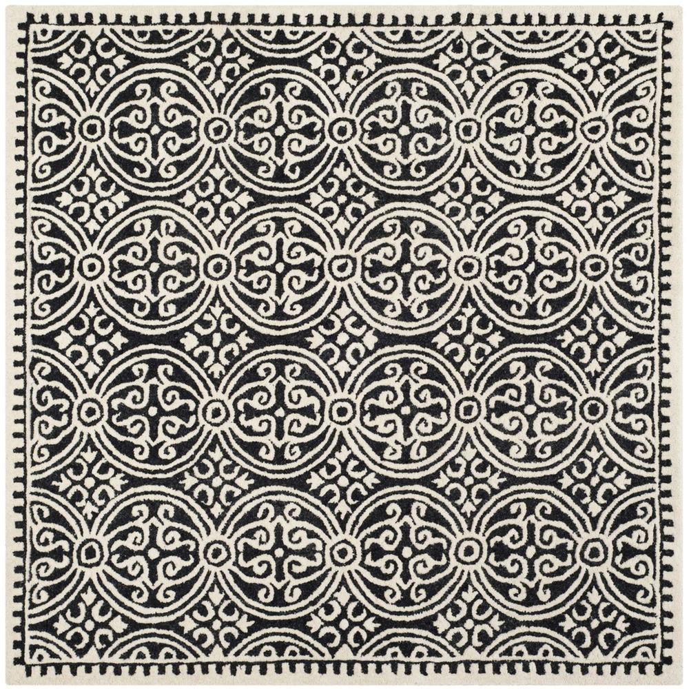 CAMBRIDGE, BLACK / IVORY, 9' X 9' Square, Area Rug