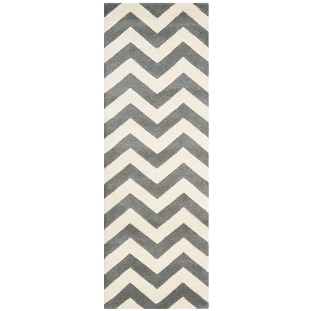 CHATHAM, DARK GREY / IVORY, 2'-3" X 7', Area Rug, CHT715D-27
