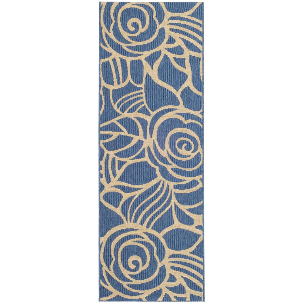 COURTYARD, BLUE / BEIGE, 2'-7" X 8'-2", Area Rug
