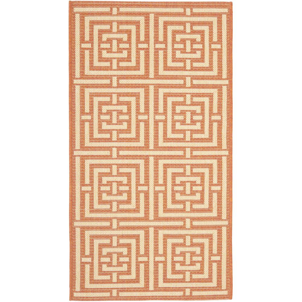 COURTYARD, TERRACOTTA / CREAM, 9' X 12', Area Rug