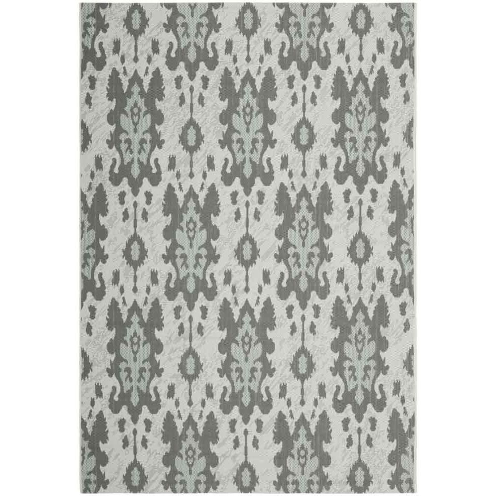 COURTYARD, LTGY ANTHRACITE / AQUA WEFT, 6'-7" X 9'-6", Area Rug
