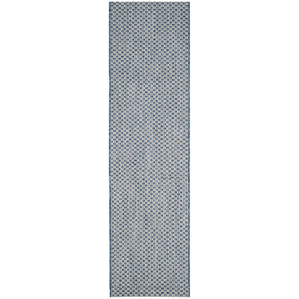 COURTYARD, BLUE / LIGHT GREY, 2'-3" X 8', Area Rug
