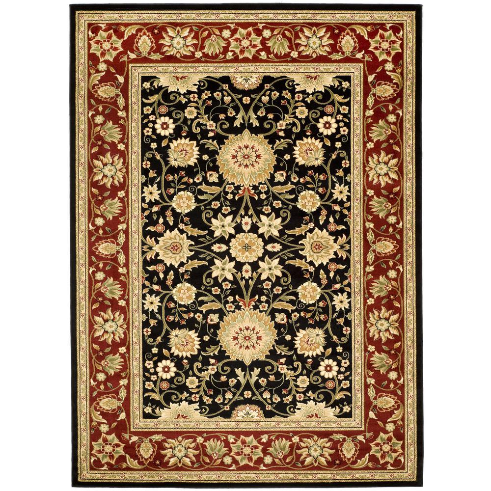 LYNDHURST, BLACK / RED, 8' X 11', Area Rug