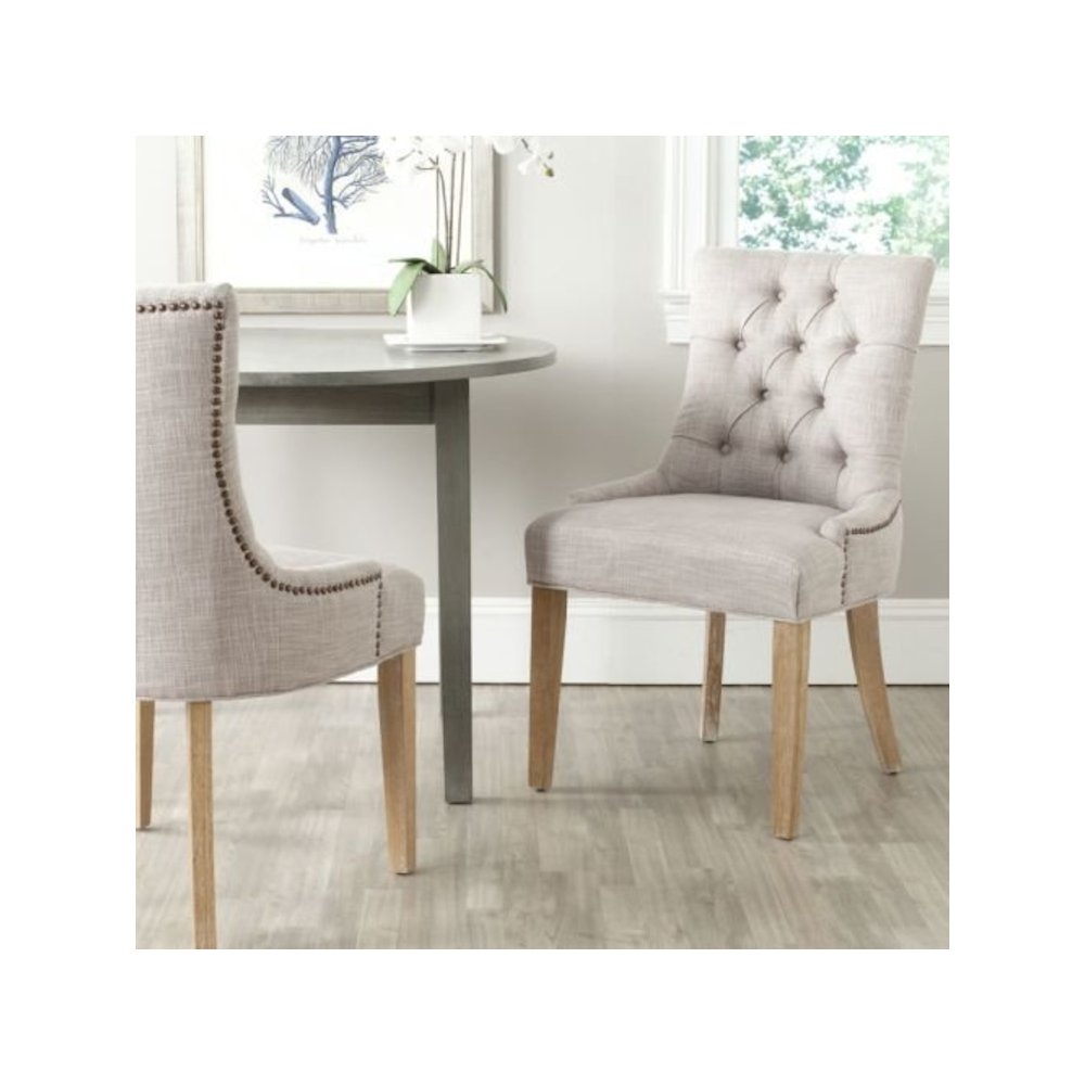 ABBY 19''H TUFTED SIDE CHAIRS (SET OF 2) - BRASS NAIL HEADS