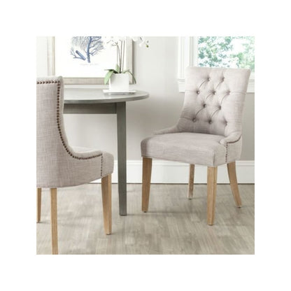 ABBY 19''H TUFTED SIDE CHAIRS (SET OF 2) - BRASS NAIL HEADS