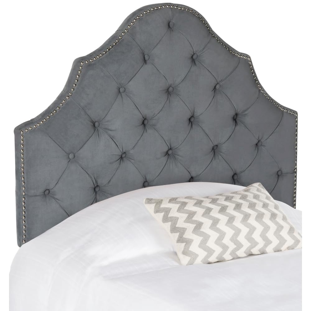 AREBELLE  GREY TUFTED HEADBOARD - SILVER NAIL HEAD, MCR4034D