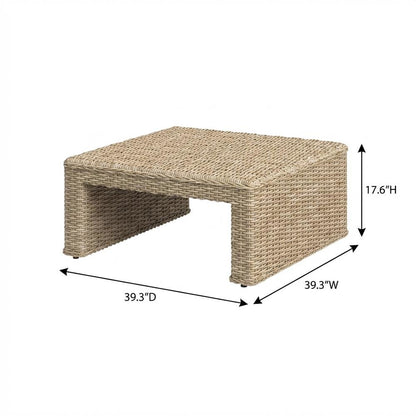 Natural Rattan Wicker Coffee Table with Sturdy Frame and Spacious Surface