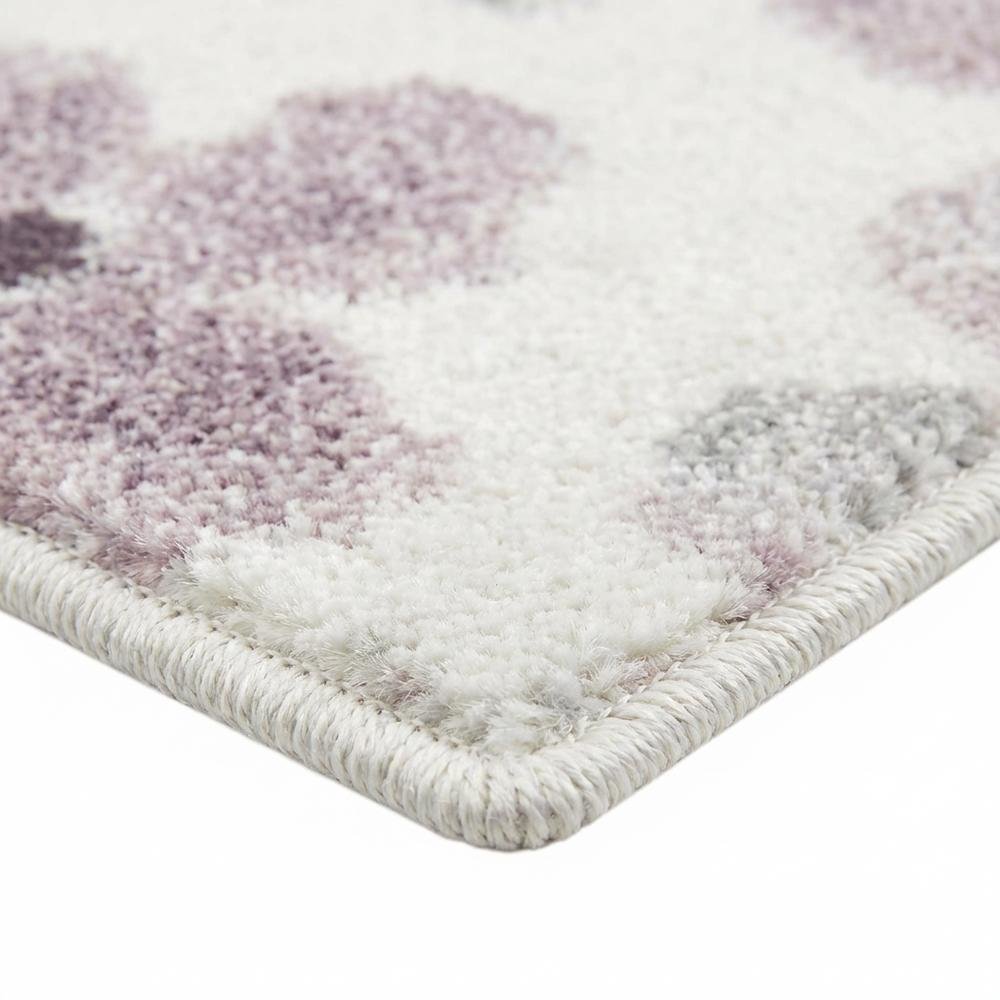Ivory and Purple Area Rug with Power Loomed Polypropylene Pile Runner Style