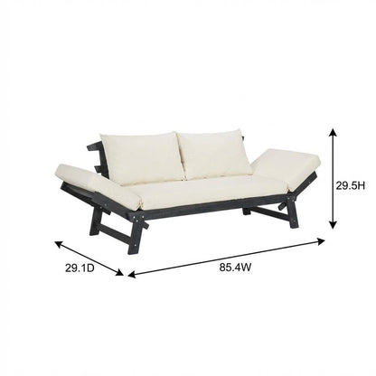 Outdoor Daybed With Dark Slate Grey Acacia Frame And Polyester Upholstery