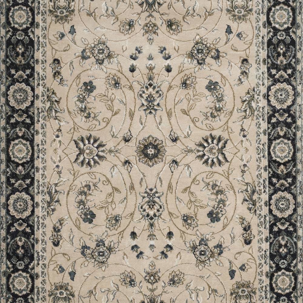 Light Beige and Anthracite Area Rug with Power Loomed Polypropylene